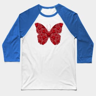 Paisley Red Velvet Butterfly Baseball T-Shirt